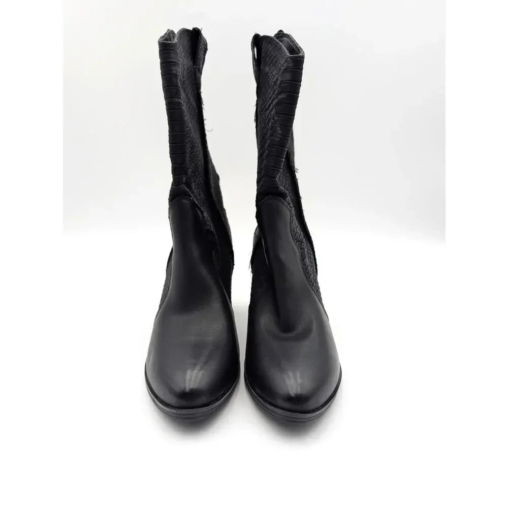 MIA Cindy Embossed Western Cowboy Boots Pointed Toe Women's Black Size US9M EU39